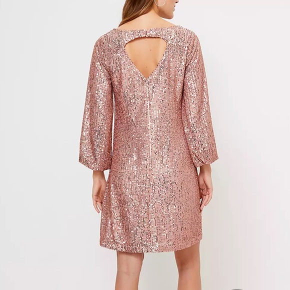 Loft Sequin Black Sleeved Cocktail Dress Sz4 NWT - Picture 9 of 13